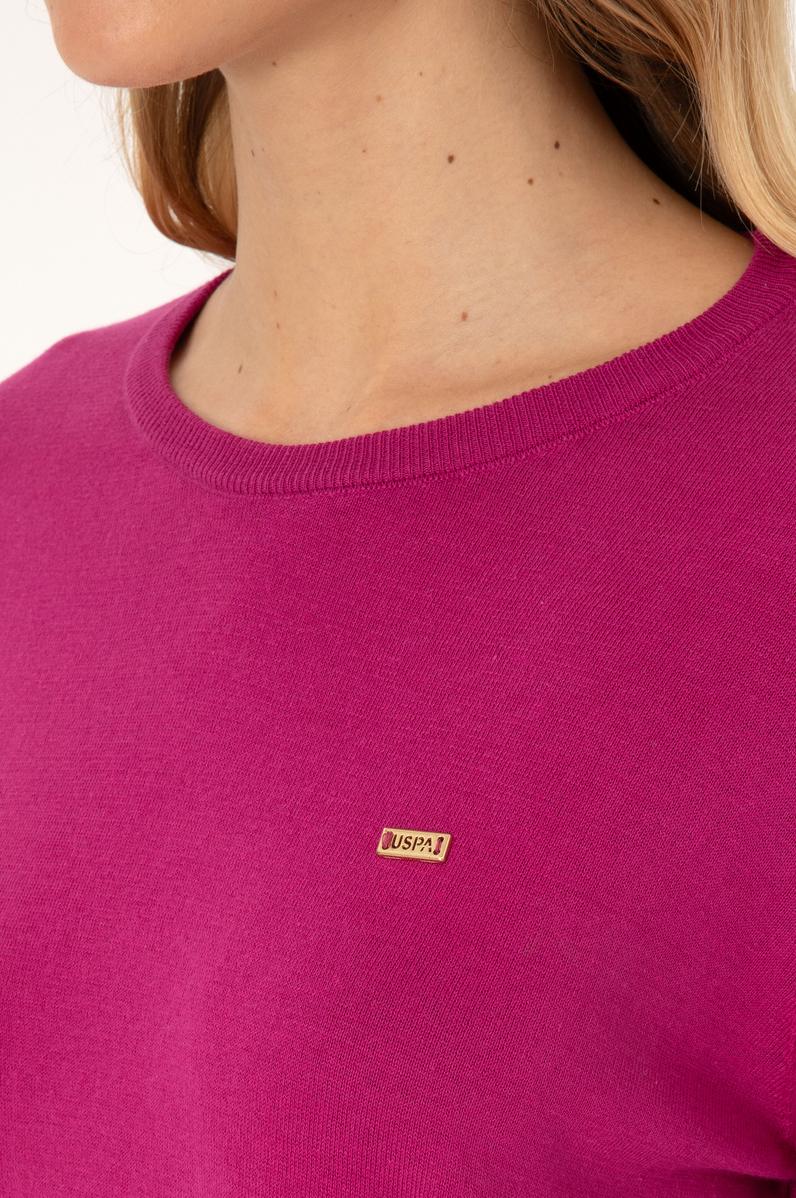 Kadın Pembe Bisiklet Yaka Basic Kazak