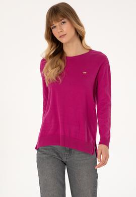 Kadın Pembe Bisiklet Yaka Basic Kazak - 50313579062