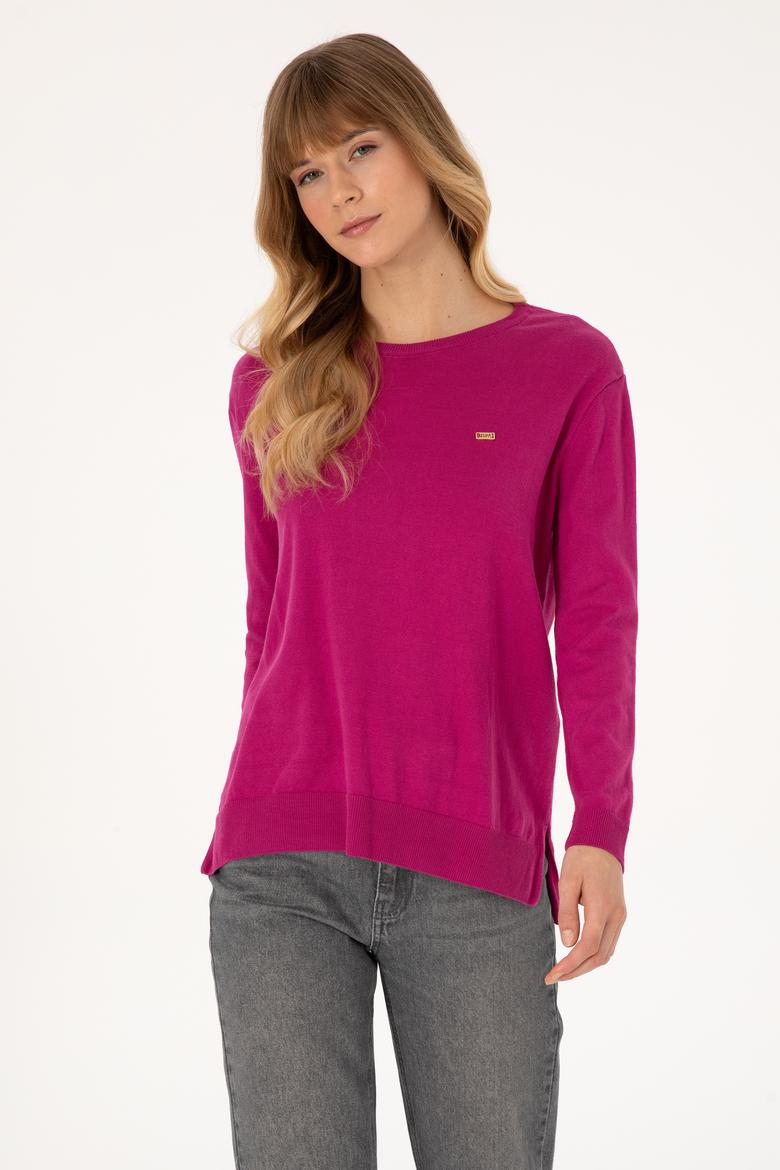 Kadın Pembe Bisiklet Yaka Basic Kazak - 50313579062