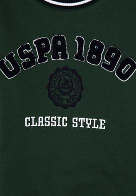 Erkek Çocuk Koyu Yeşil Bisiklet Yaka Şardonlu Sweatshirt - 50308542019