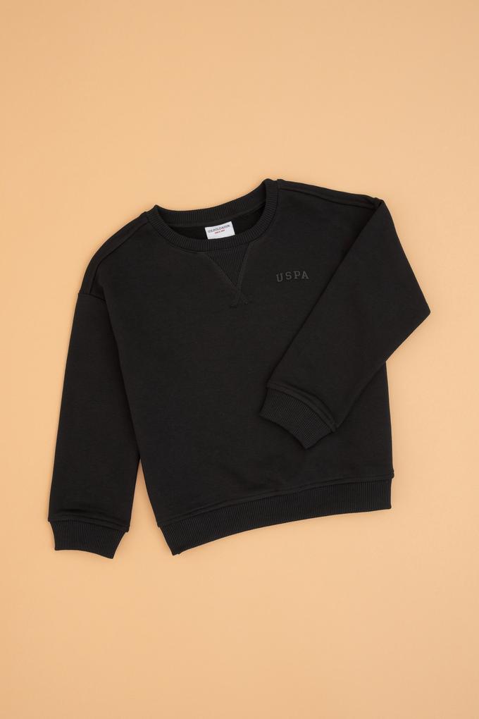 Erkek Çocuk Siyah Bisiklet Yaka Basic Sweatshirt