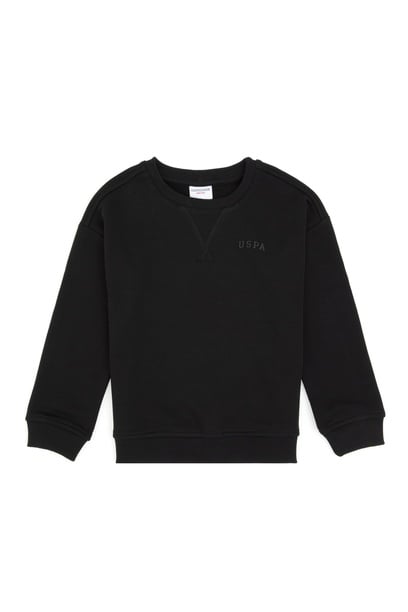 Erkek Çocuk Siyah Bisiklet Yaka Basic Sweatshirt