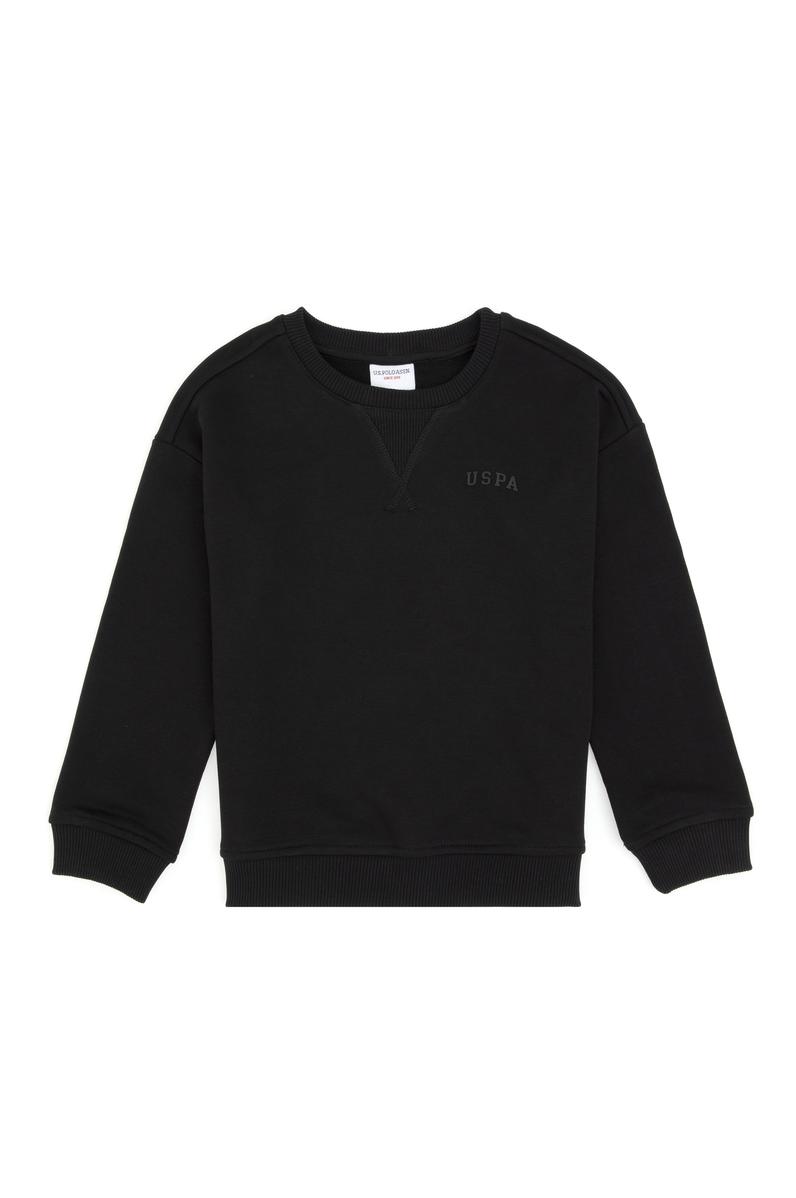 Erkek Çocuk Siyah Bisiklet Yaka Basic Sweatshirt