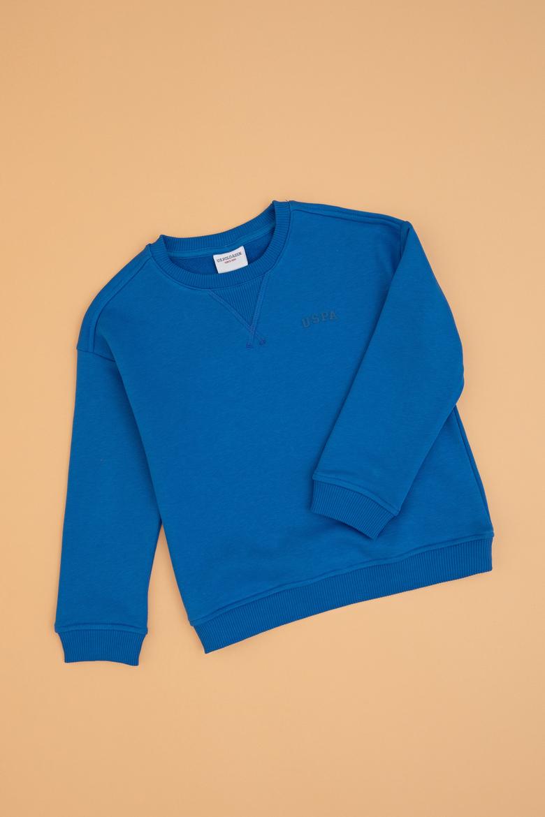 Erkek Çocuk Saks Bisiklet Yaka Basic Sweatshirt