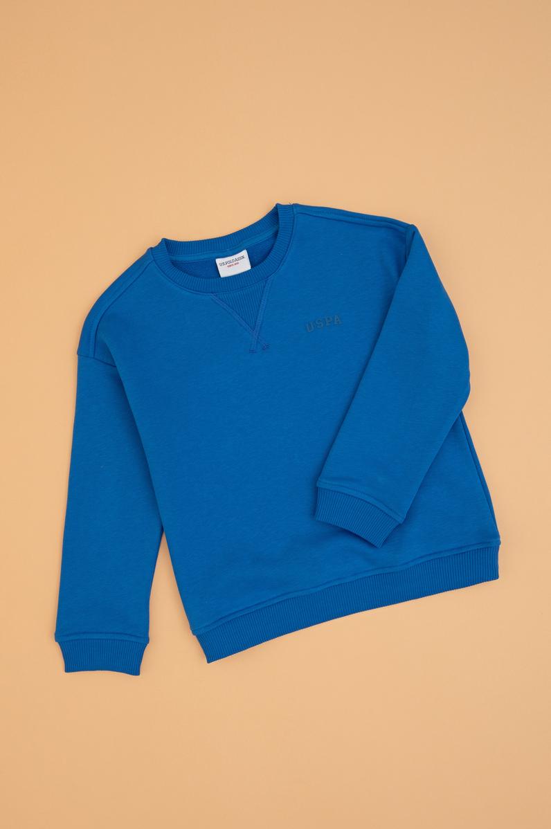 Erkek Çocuk Saks Bisiklet Yaka Basic Sweatshirt