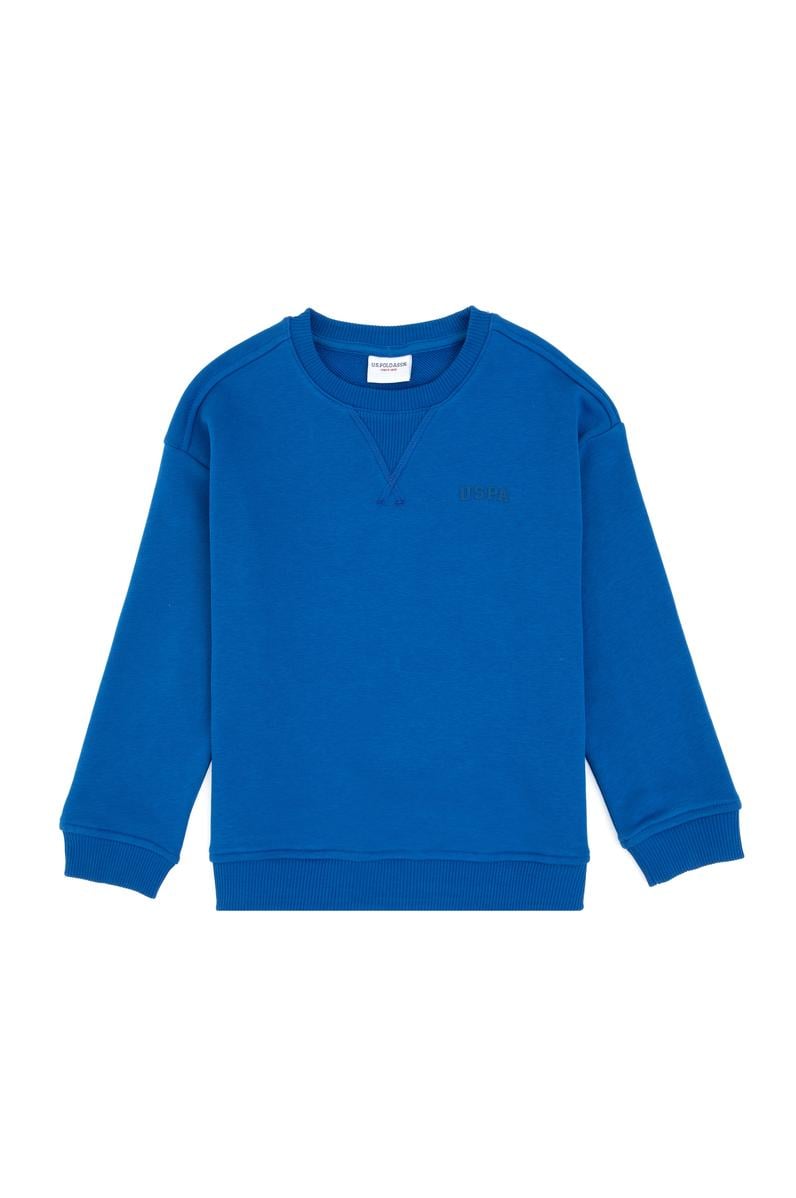 Erkek Çocuk Saks Bisiklet Yaka Basic Sweatshirt