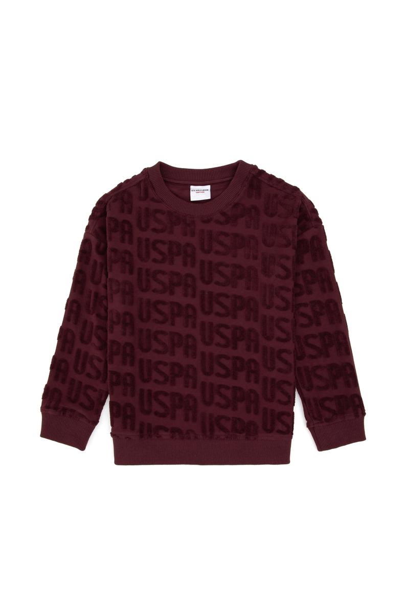 Erkek Çocuk Bordo Bisiklet Yaka Sweatshirt