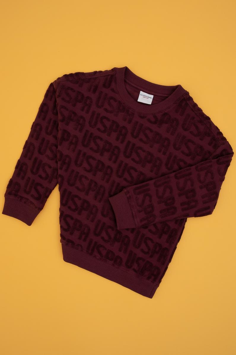 Erkek Çocuk Bordo Bisiklet Yaka Sweatshirt