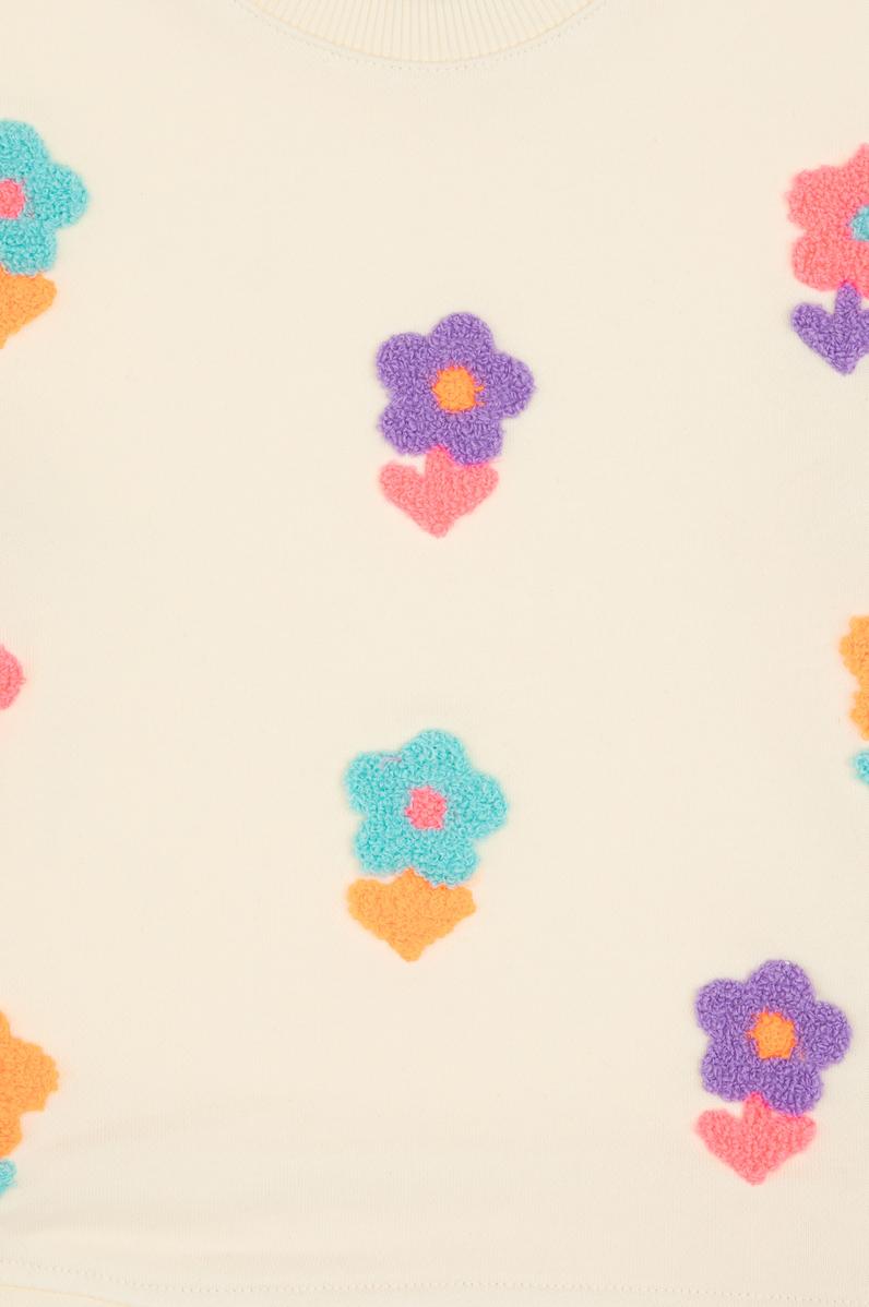 Kız Çocuk Bisiklet Yaka Krem Sweatshirt