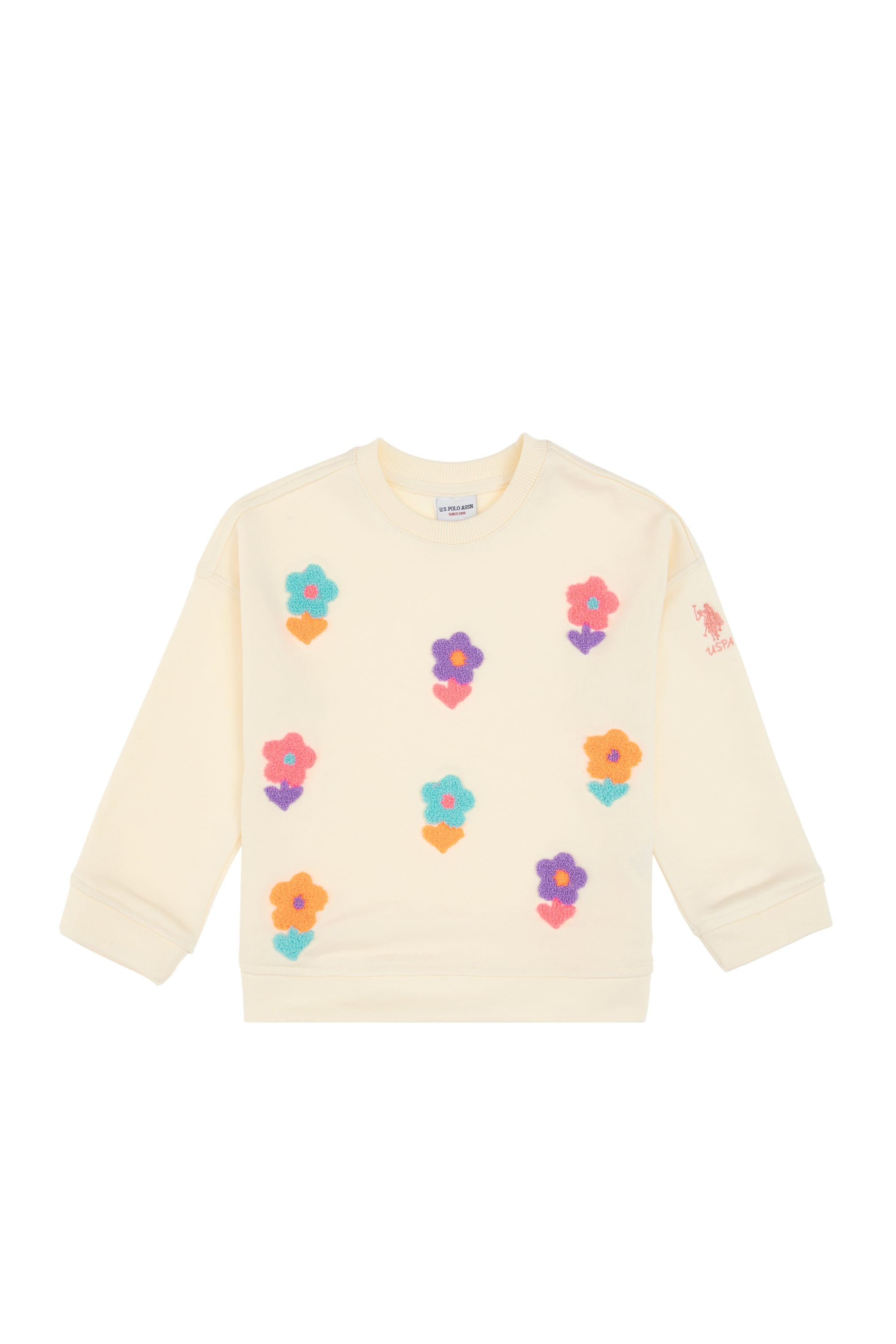 Kız Çocuk Bisiklet Yaka Krem Sweatshirt - Image 2