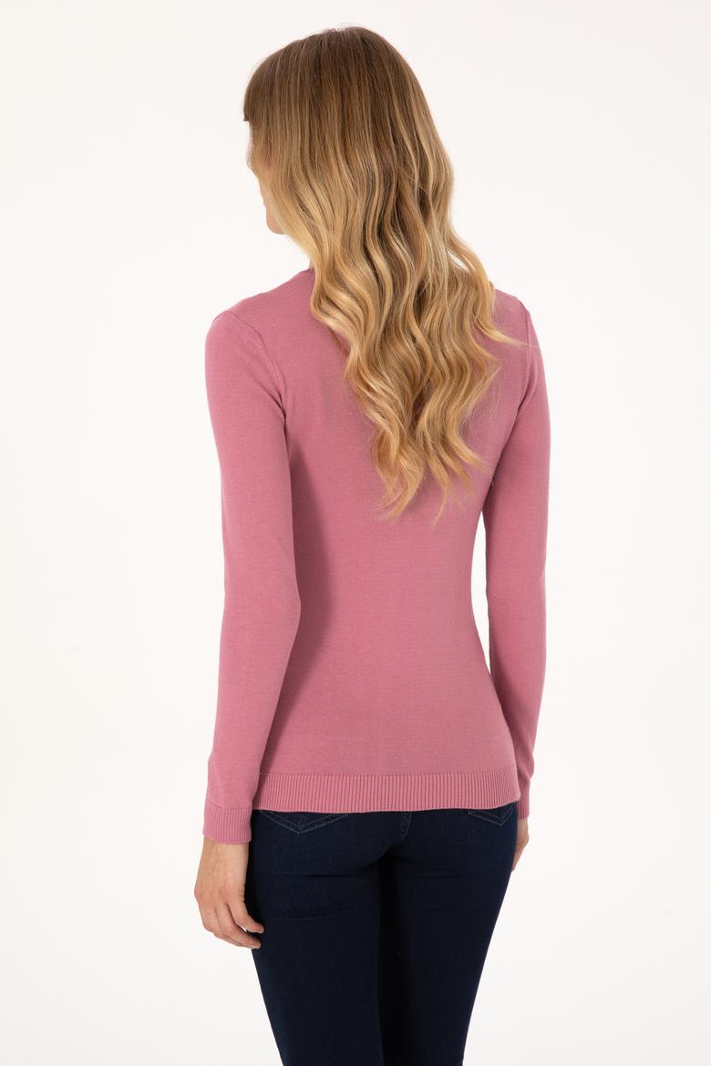 Kadın Pembe Basic Kazak - 50307712083