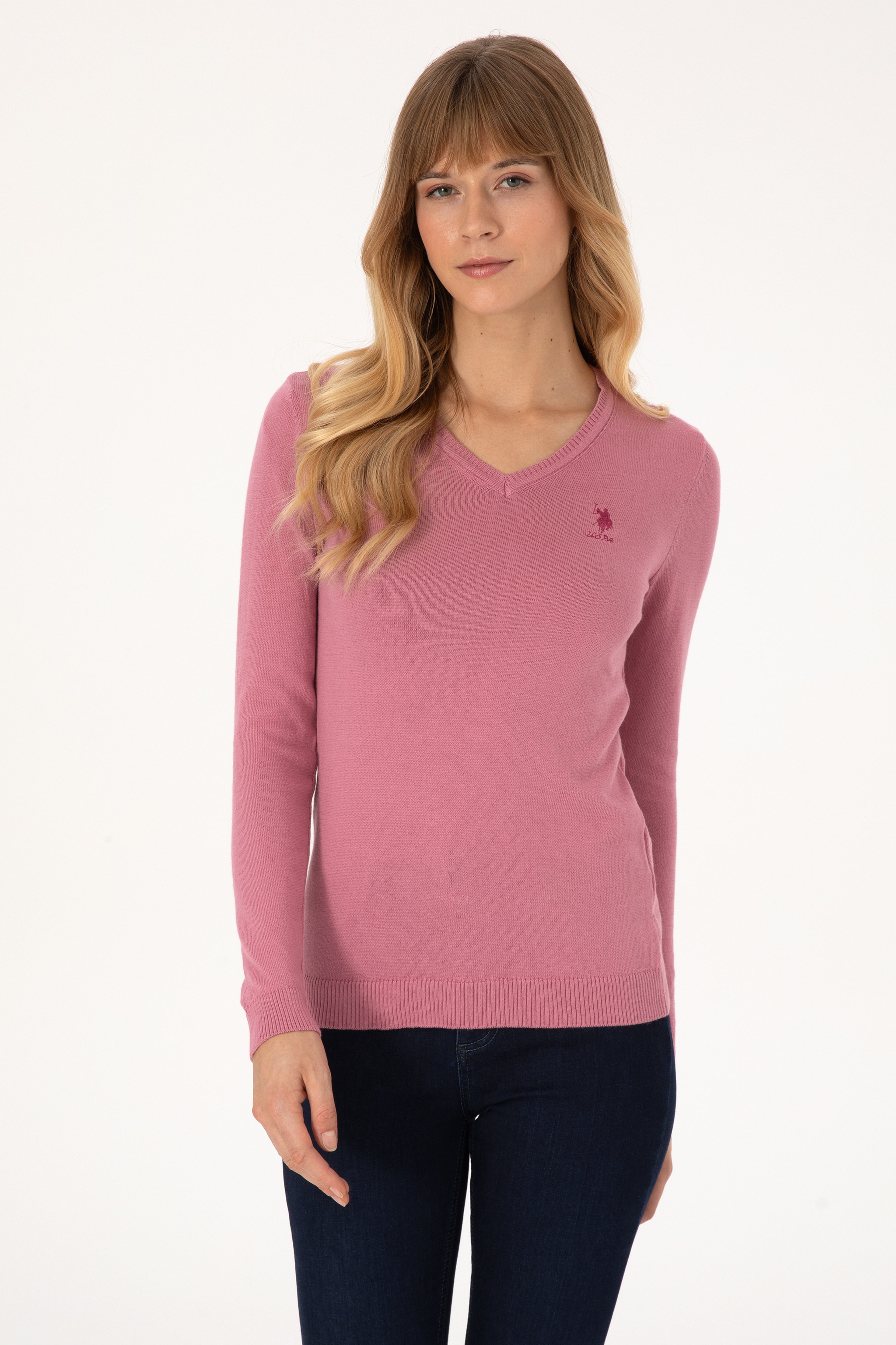 Kadın Pembe Basic Kazak - Image 3