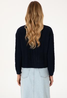 Kadın Açık Lacivert Triko Hırka - 50309657020