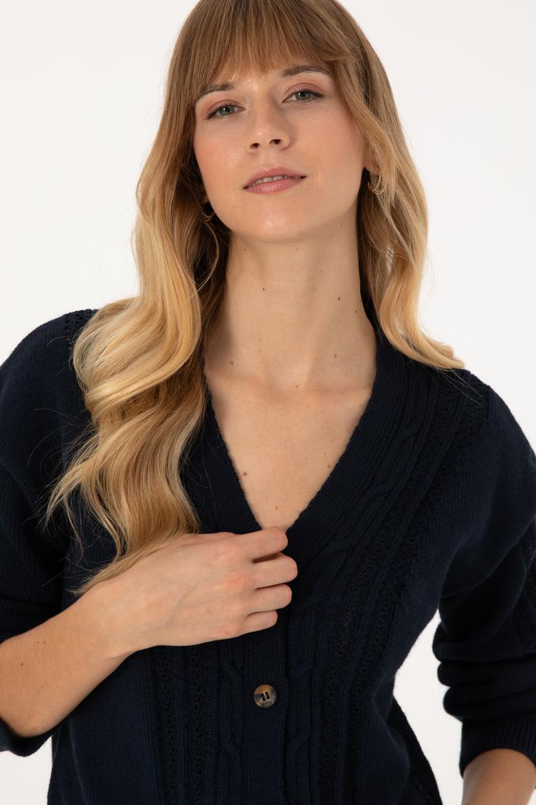 Kadın Açık Lacivert Triko Hırka - 50309657020