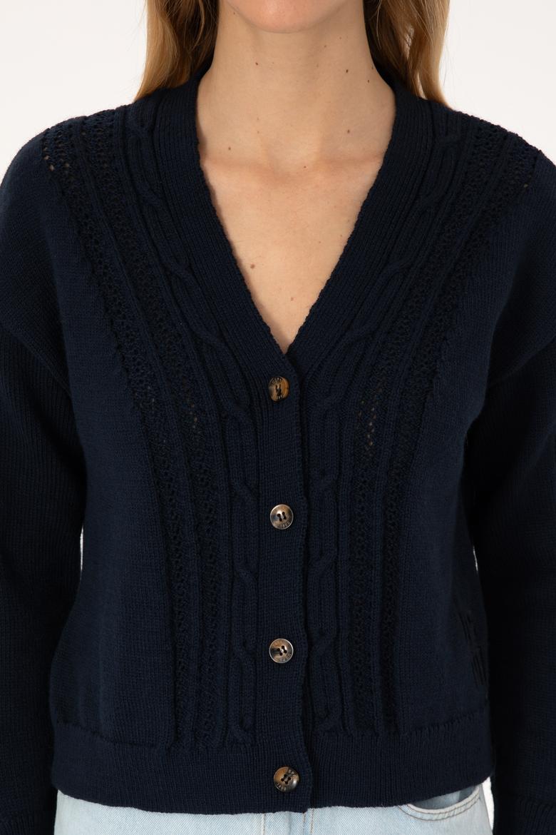 Kadın Açık Lacivert Triko Hırka - 50309657020