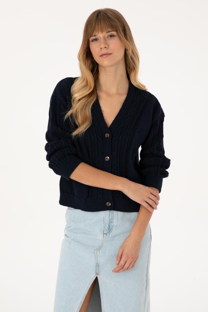 Kadın Açık Lacivert Triko Hırka