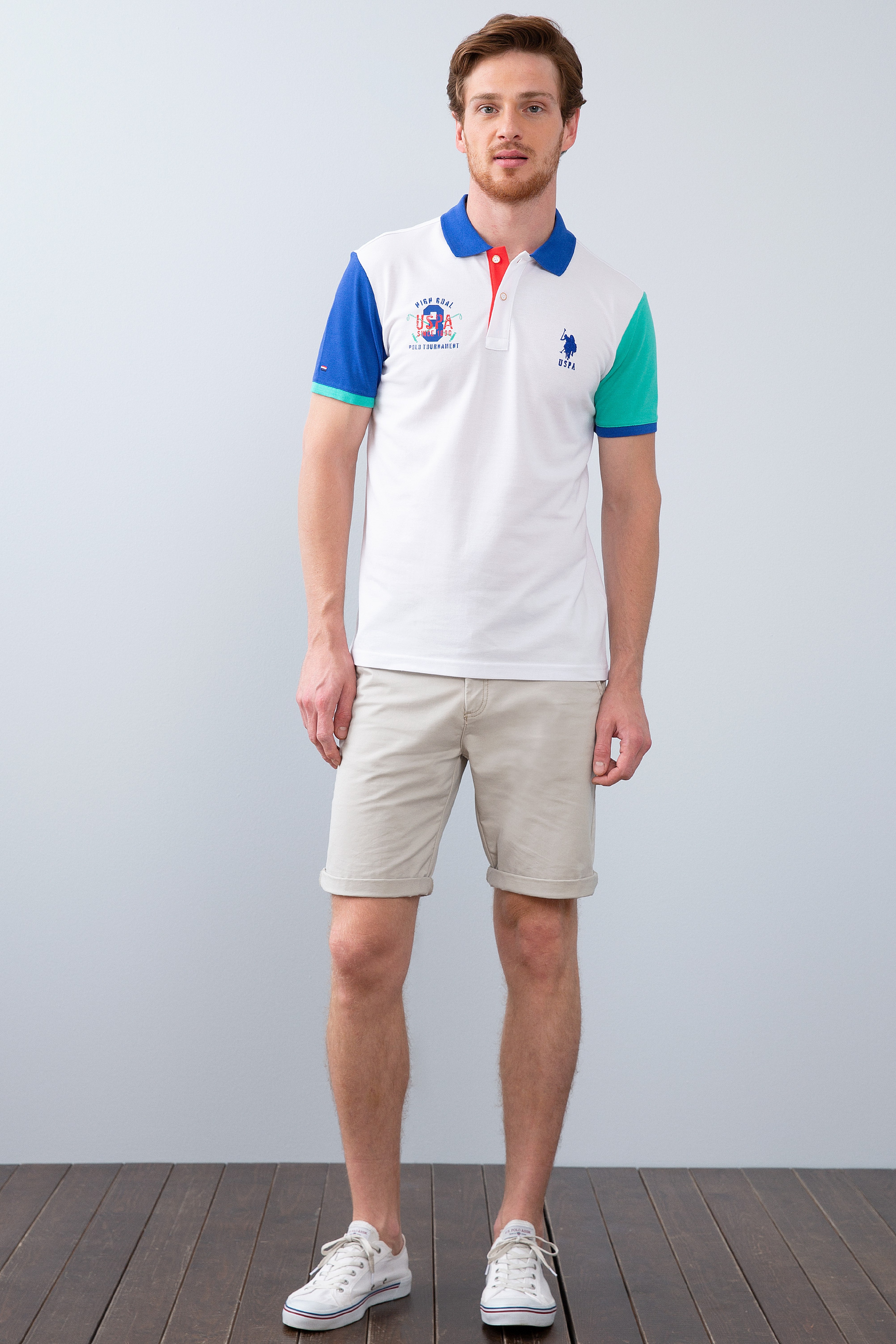 Erkek Saks Polo Yaka T-Shirt - Image 4