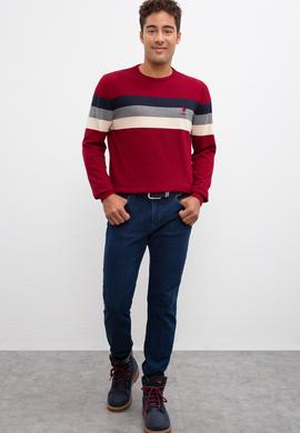 Erkek Bordo Bisiklet Yaka Triko Kazak - 50212017028