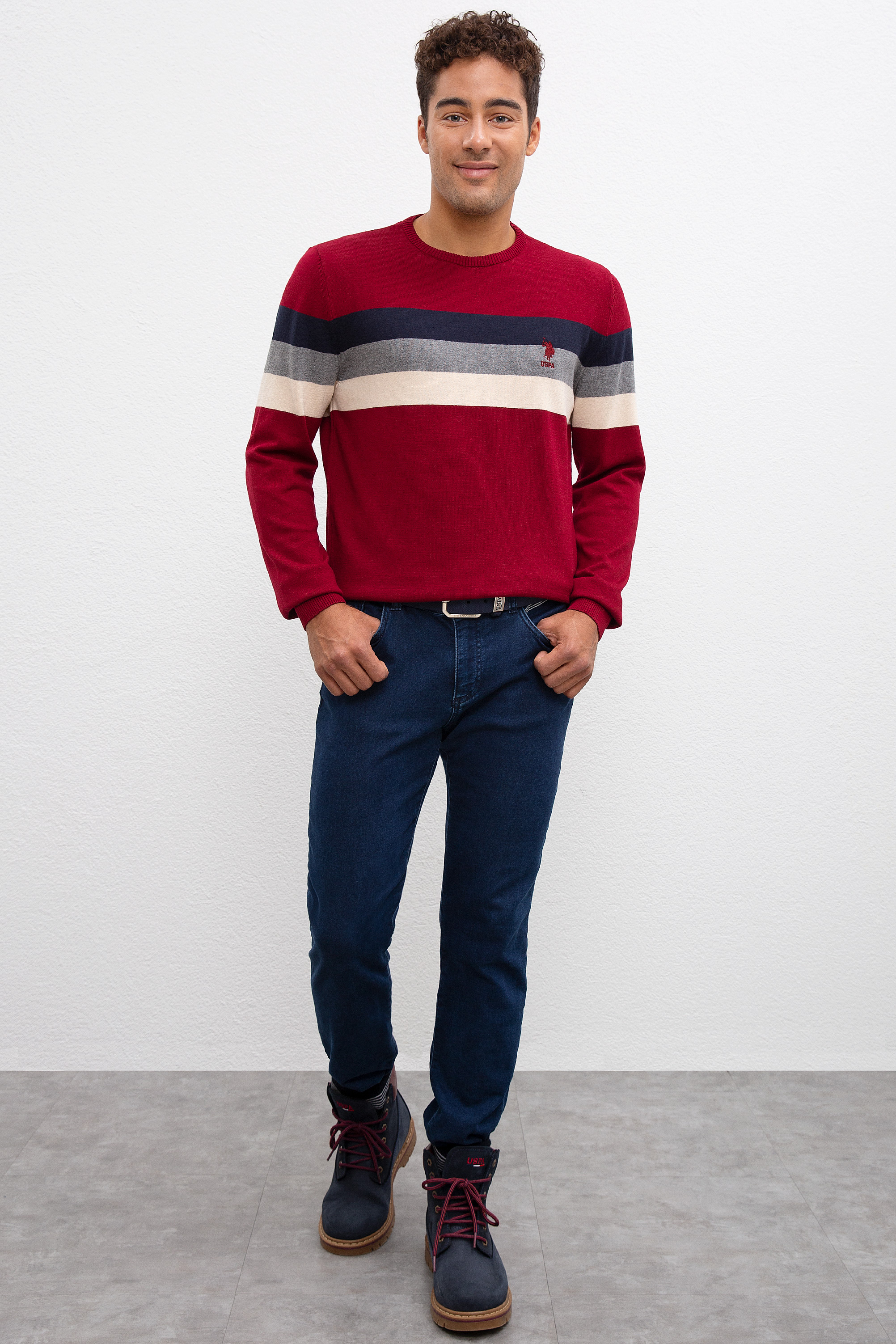 Erkek Bordo Bisiklet Yaka Triko Kazak - 50212017028