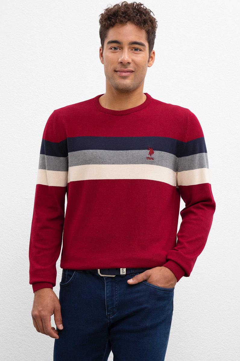 Erkek Bordo Bisiklet Yaka Triko Kazak