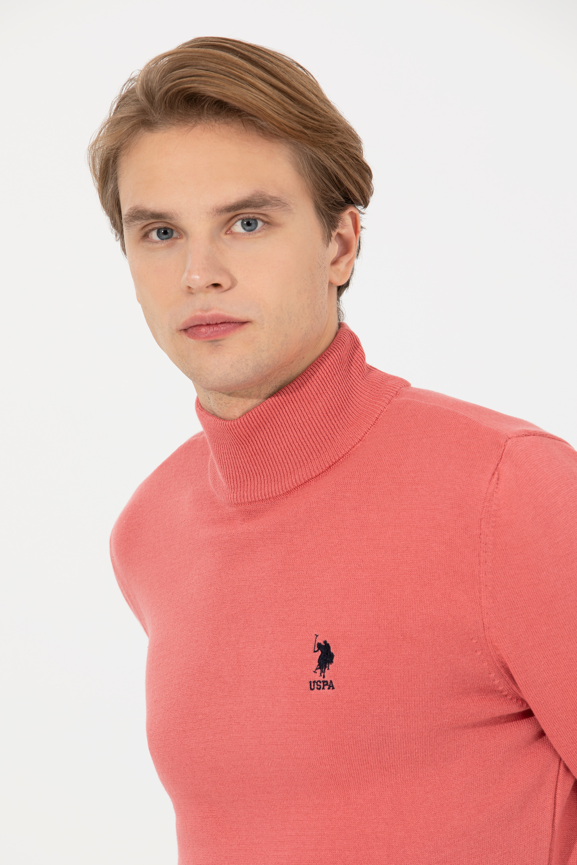 Erkek Kiremit Balıkçı Yaka Basic Triko Kazak - 50237006106