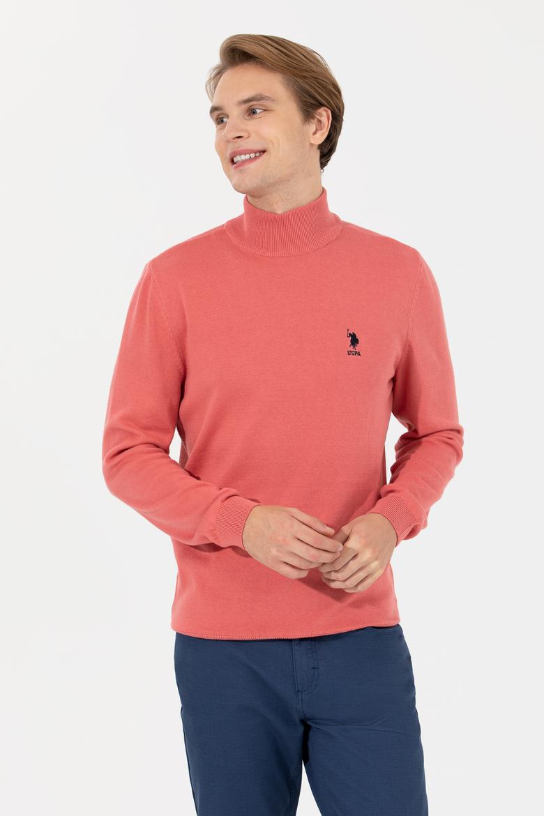 Erkek Kiremit Balıkçı Yaka Basic Triko Kazak