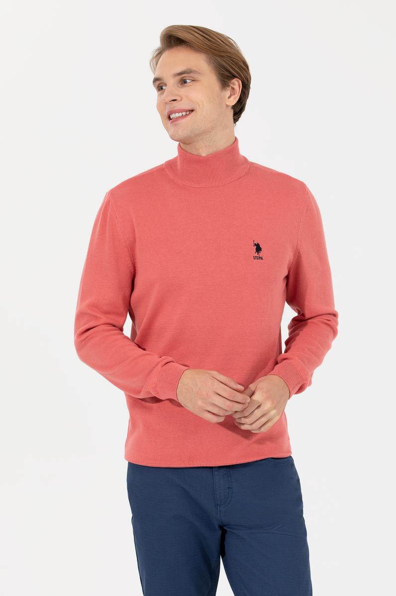 Erkek Kiremit Balıkçı Yaka Basic Triko Kazak