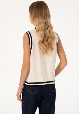 Kadın Krem V Yaka Süveter - 50297131003