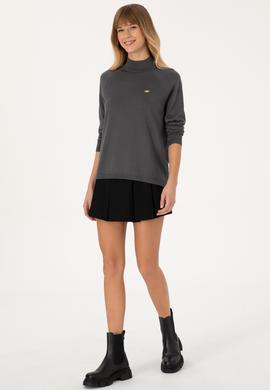 Kadın Antrasit Basic Kazak - 50269009042