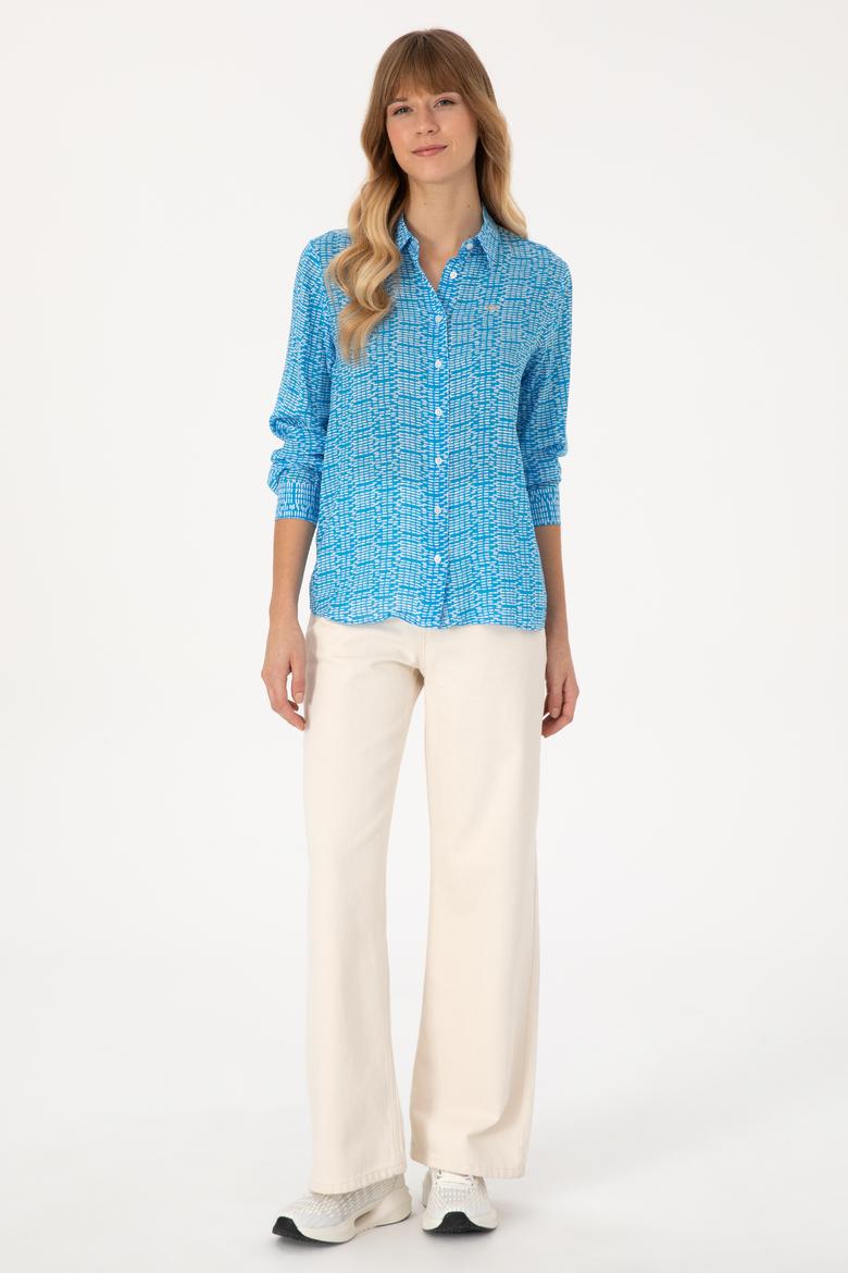 Kadın Kobalt Mavi Uzun Kollu Gömlek - 50306433003