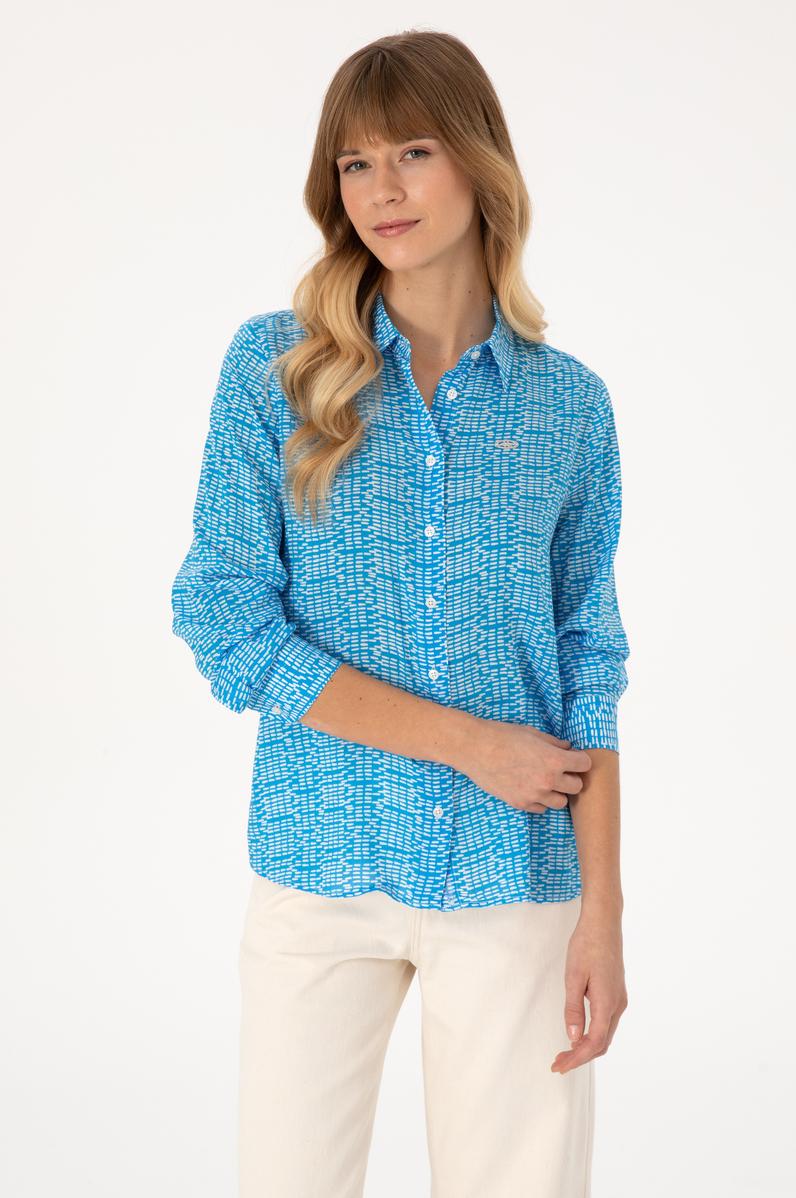 Kadın Kobalt Mavi Uzun Kollu Gömlek