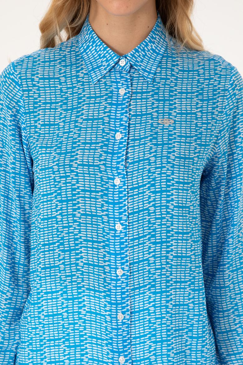 Kadın Kobalt Mavi Uzun Kollu Gömlek - 50306433003