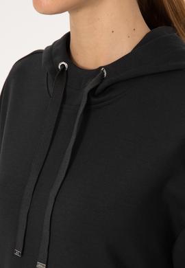 Kadın Siyah Modal Karışımlı Kapüşonlu Sweatshirt - 50313561005