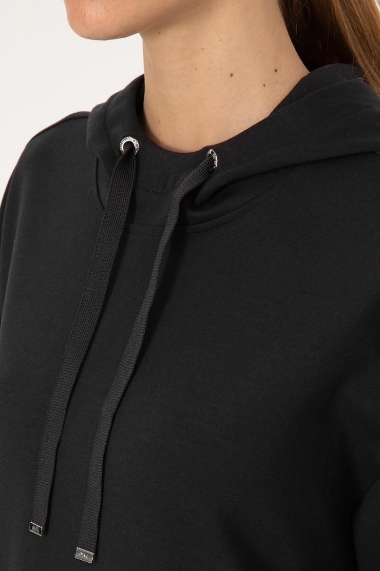 Kadın Siyah Modal Karışımlı Kapüşonlu Sweatshirt - 50313561005