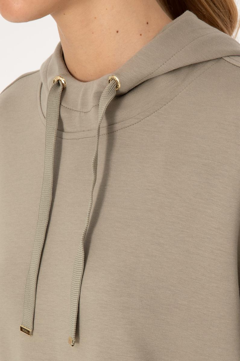 Kadın Açık Haki Modal Karışımlı Kapüşonlu Sweatshirt