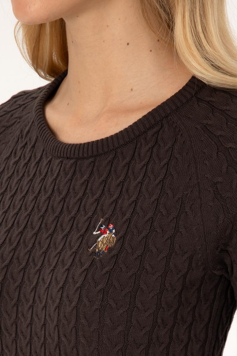 Kadın Koyu Kahverengi Bisiklet Yaka Basic Kazak