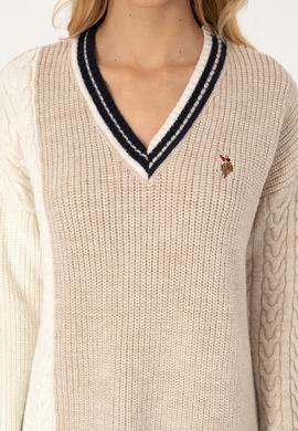 Kadın Krem V Yaka Kazak - 50309873011