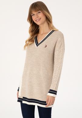 Kadın Krem V Yaka Kazak - 50309873011