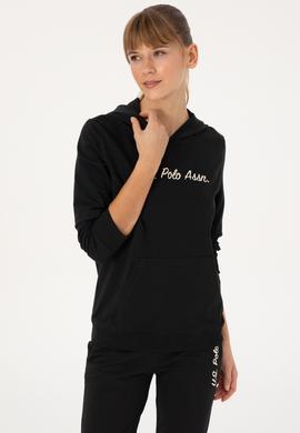 Kadın Siyah Kapüşonlu Sweatshırt - 50313559005