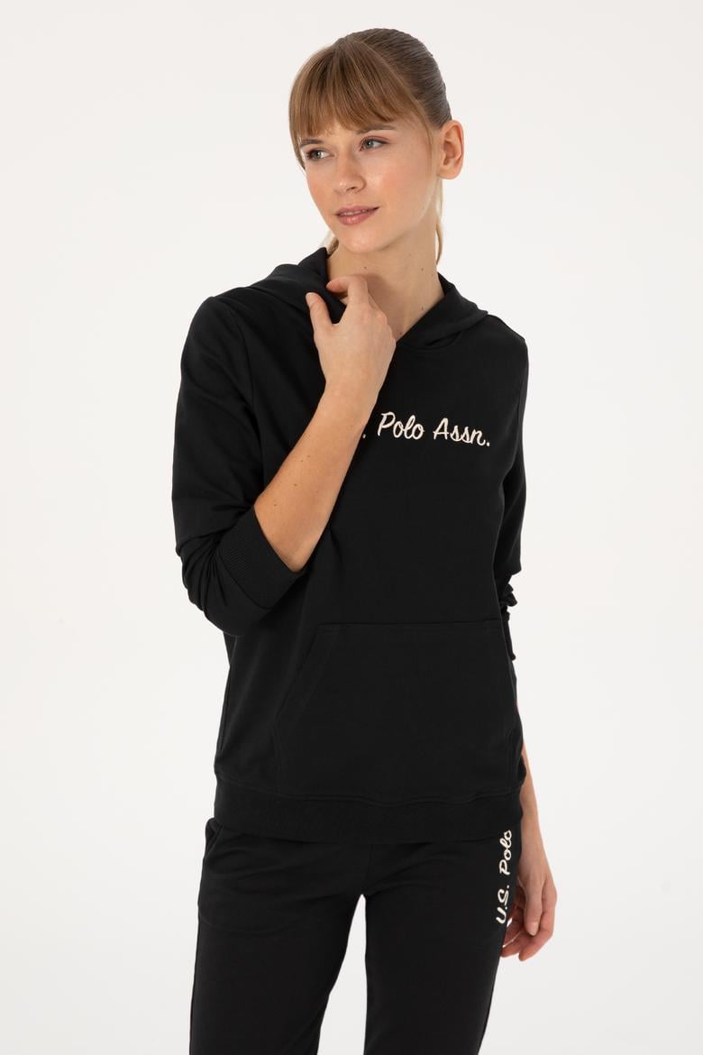 Kadın Siyah Kapüşonlu Sweatshırt - 50313559005