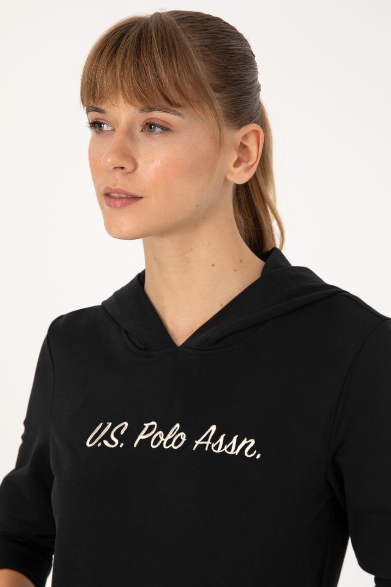 Kadın Siyah Kapüşonlu Sweatshırt - 50313559005