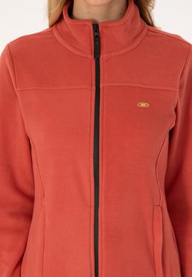 Kadın Kiremit Fermuarlı Dik Yaka Polar Sweatshirt - 50316729088