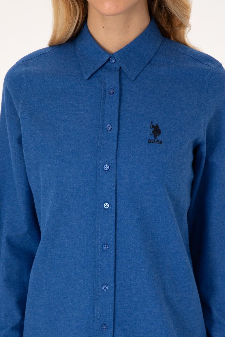 Kadın Mavi Uzun Kollu Basic Gömlek - 50316518006