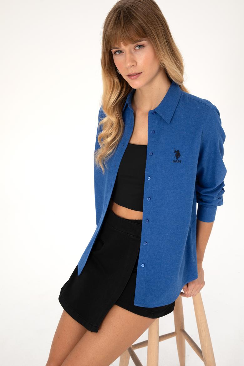 Kadın Mavi Uzun Kollu Basic Gömlek - 50316518006