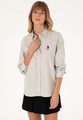 Kadın Ekru Uzun Kollu Basic Gömlek - 50316518011