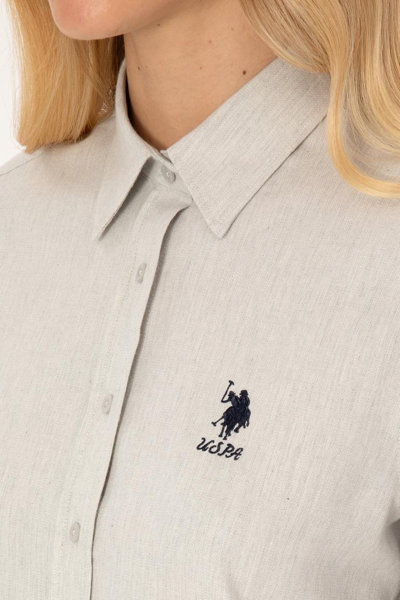 Kadın Ekru Uzun Kollu Basic Gömlek - 50316518011