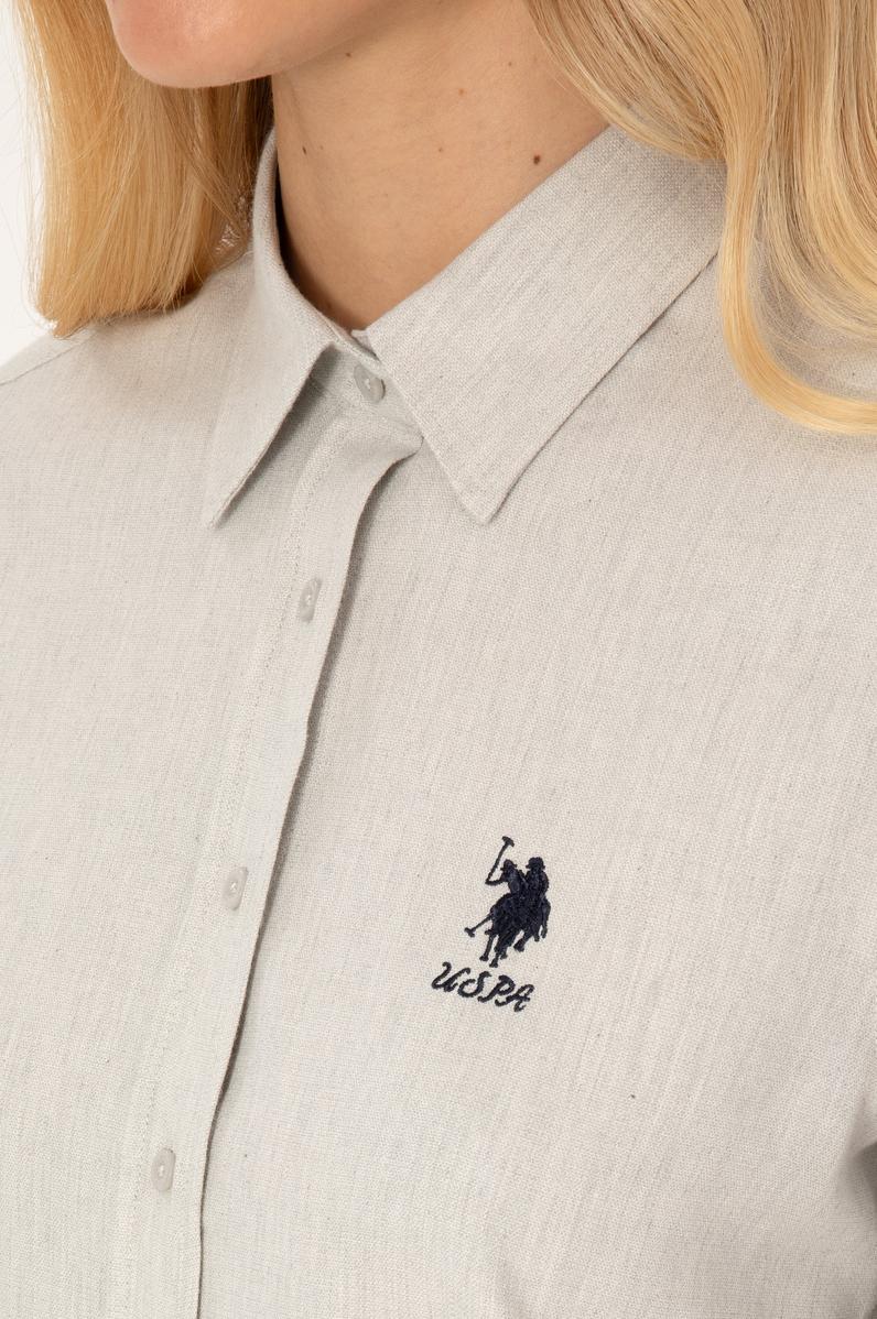 Kadın Ekru Uzun Kollu Basic Gömlek