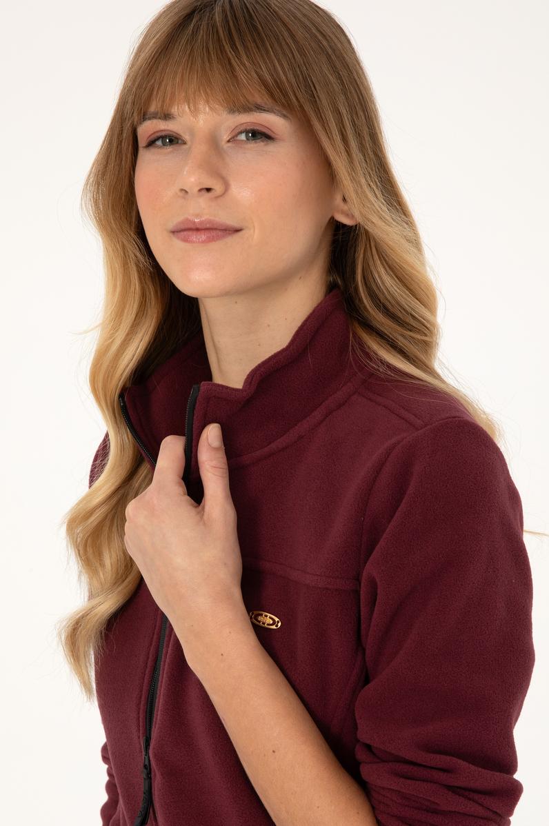 Kadın Bordo Fermuarlı Dik Yaka Polar Sweatshirt