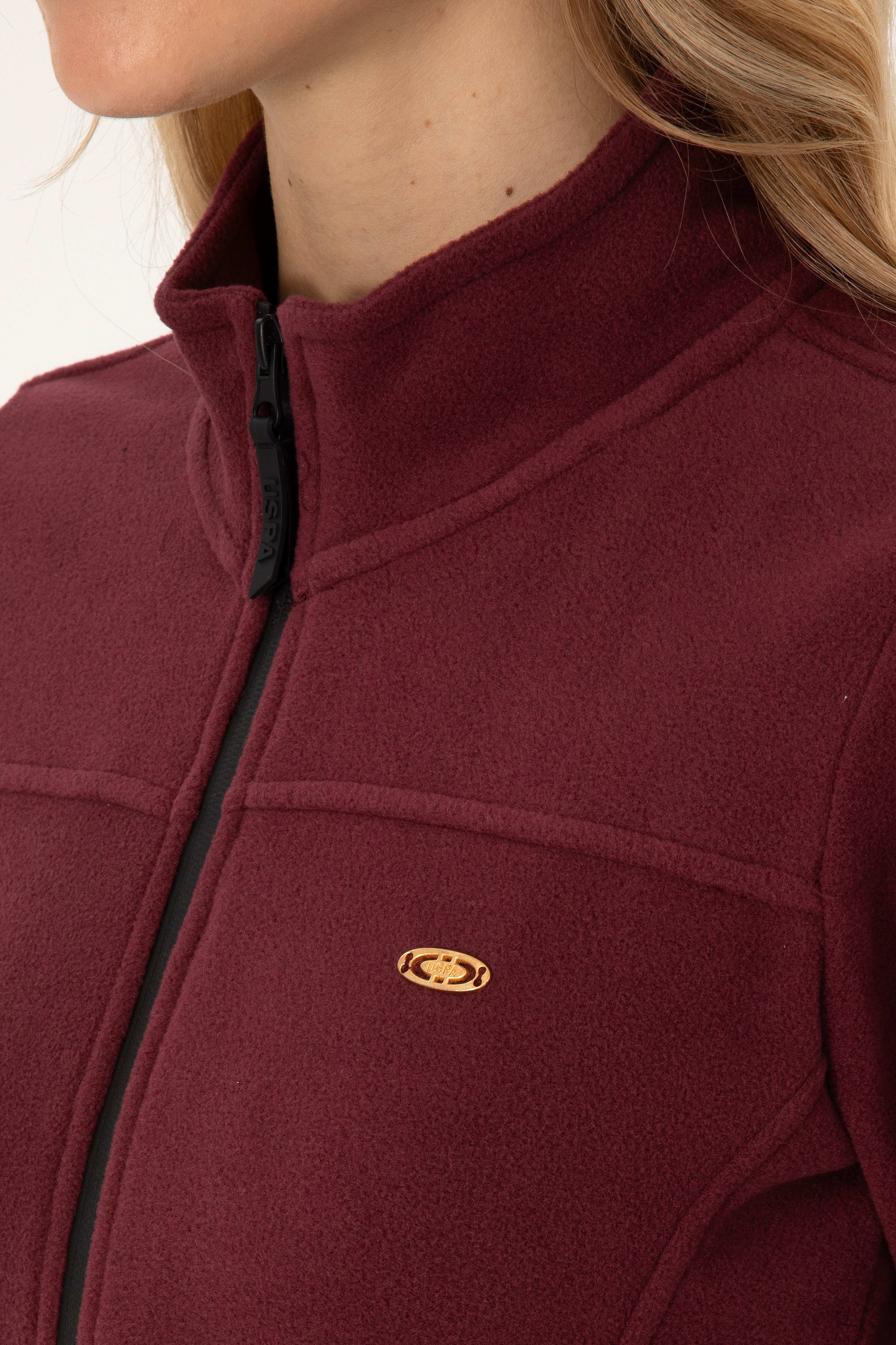 Kadın Bordo Fermuarlı Dik Yaka Polar Sweatshirt - Image 7
