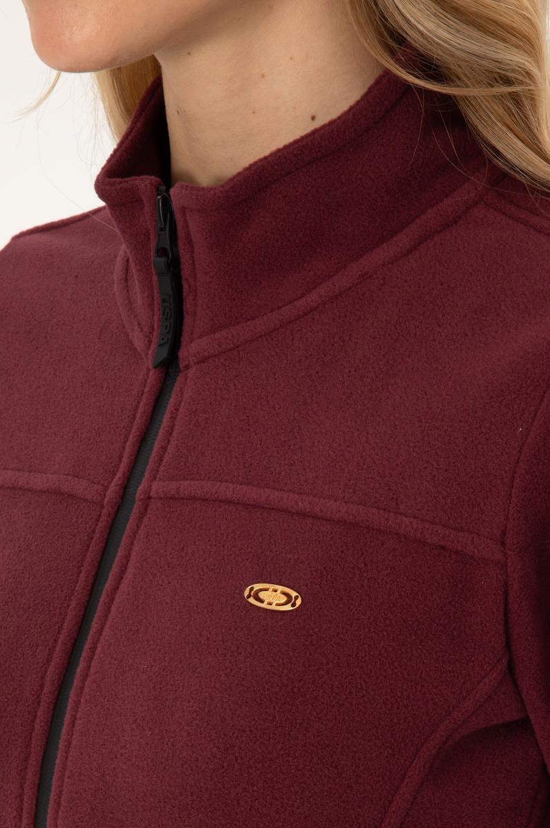 Kadın Bordo Fermuarlı Dik Yaka Polar Sweatshirt